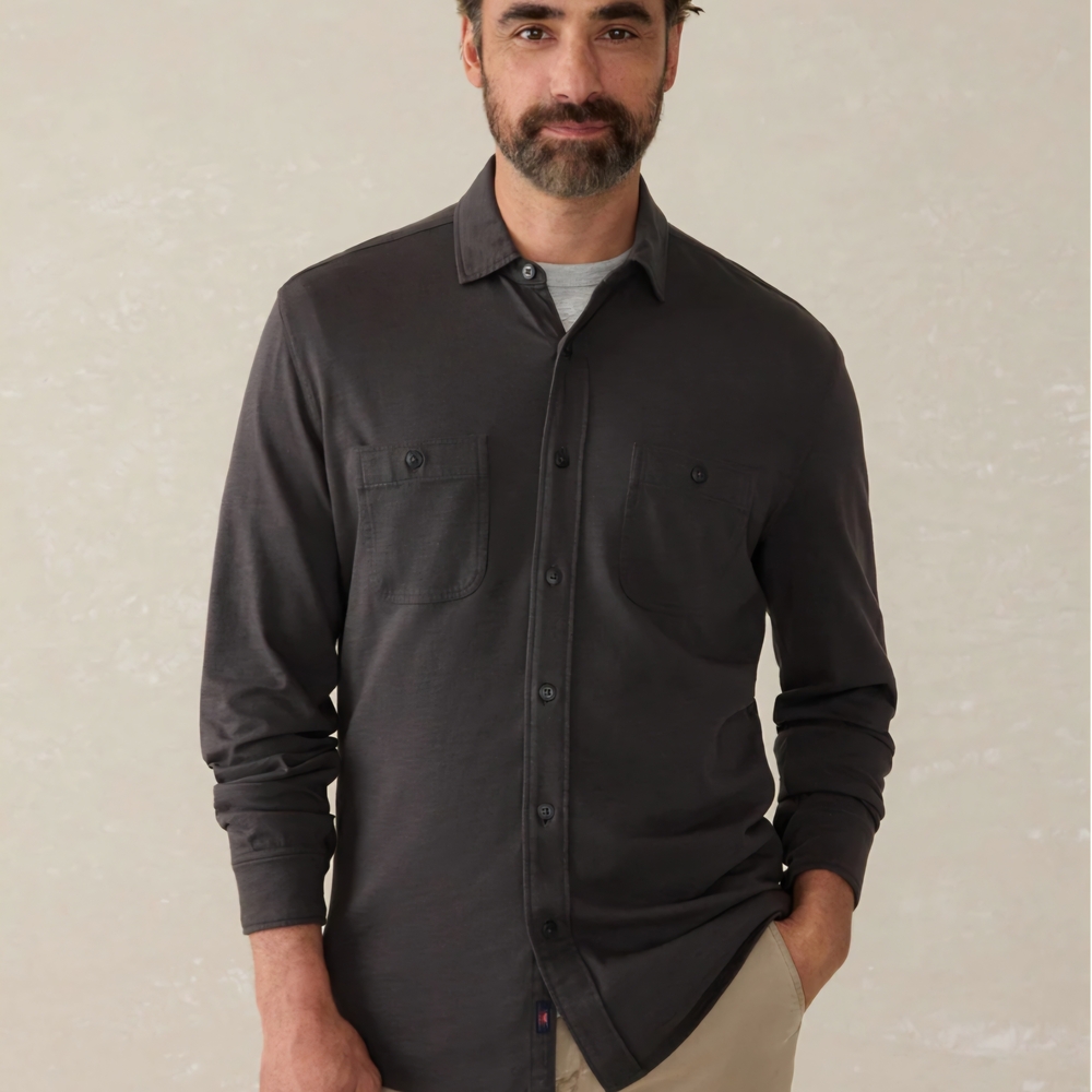 Men's Charcoal Button-Up Shirt
